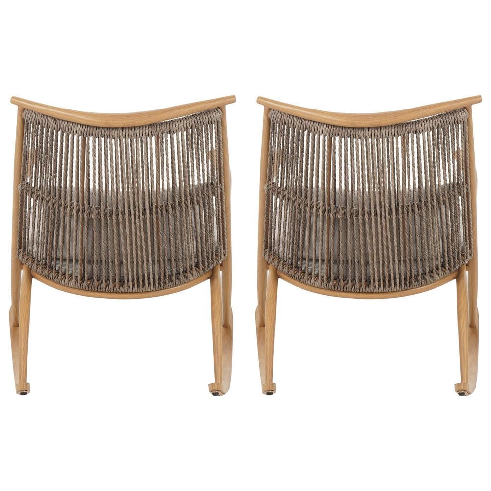Hearth and Haven Outdoor Rocking Chair with PE Rattan Backrest in Gray (Set of 2), , large