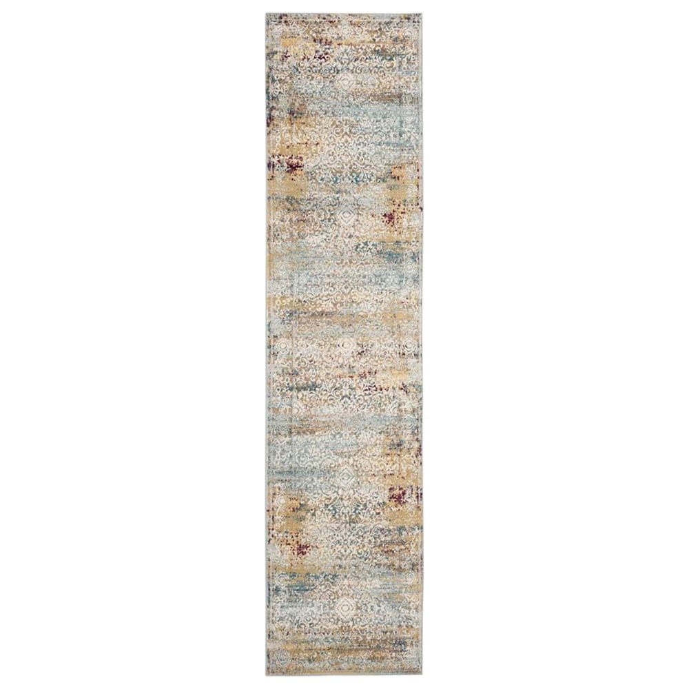Safavieh Aria 2" x 8" Yellow and Cream Runner, , large