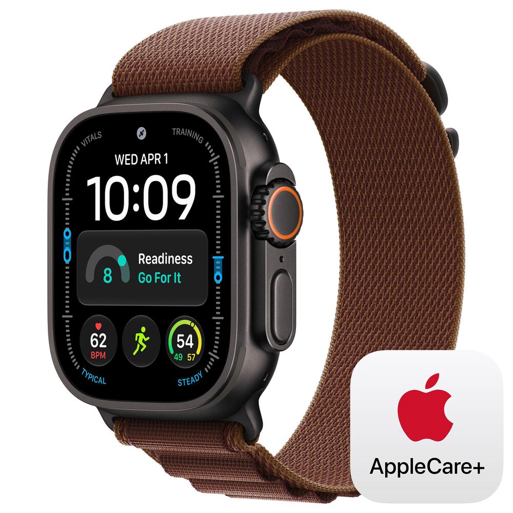 Apple Watch Ultra 4 (GPS + Cellular) 49mm Black Titanium Case with Burgundy Alpine Loop - M and 2-Year AppleCare+, , large
