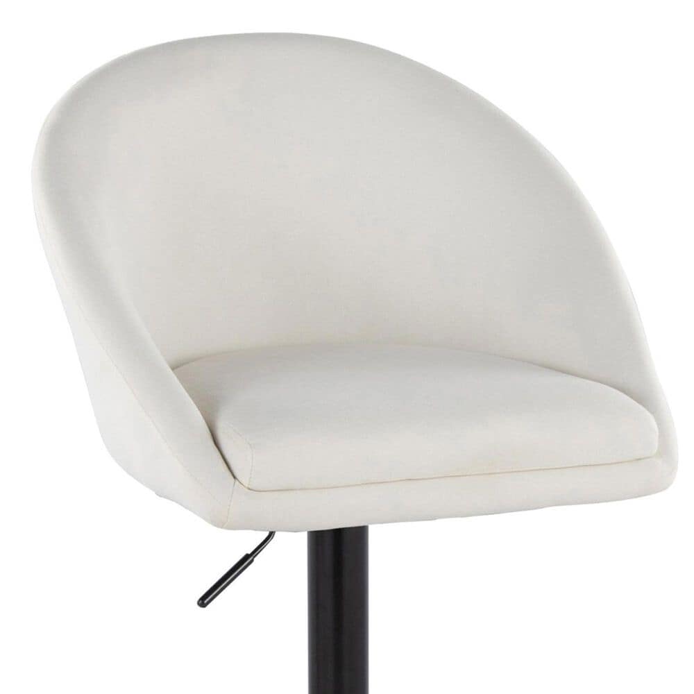 LumiSource Matisse Adjustable Swivel Barstool with Cream Fabric Upholstery in Black (Set of 2), , large