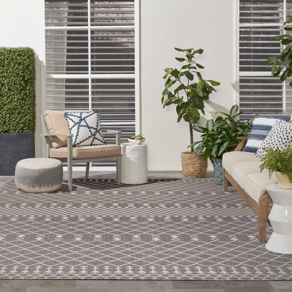 Nourison Positano Southwestern Charcoal 7&#39; x 10&#39; Indoor/Outdoor Area Rug, , large
