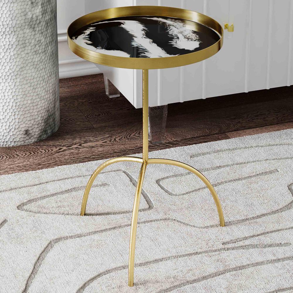 Tov Furniture Accent Table in White/Black, , large