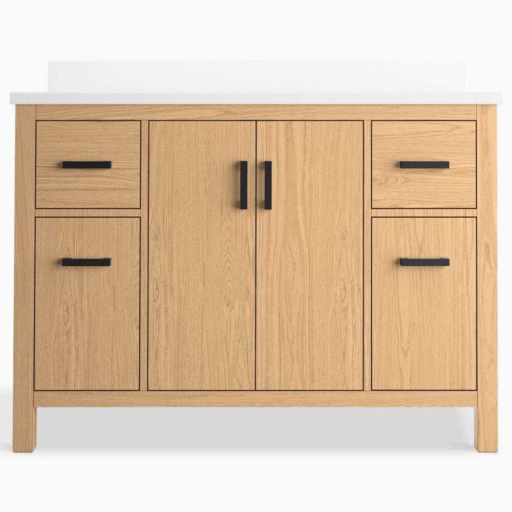 Kohler Kresla 48" Single Bathroom Vanity in Light Oak with 3 cm White Quartz Top and Rectangular Sink, , large