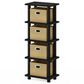 HOMLUX 5-Tier Tall Corner Open Bookshelf with 4 Storage Bins in Espresso and Black, , large