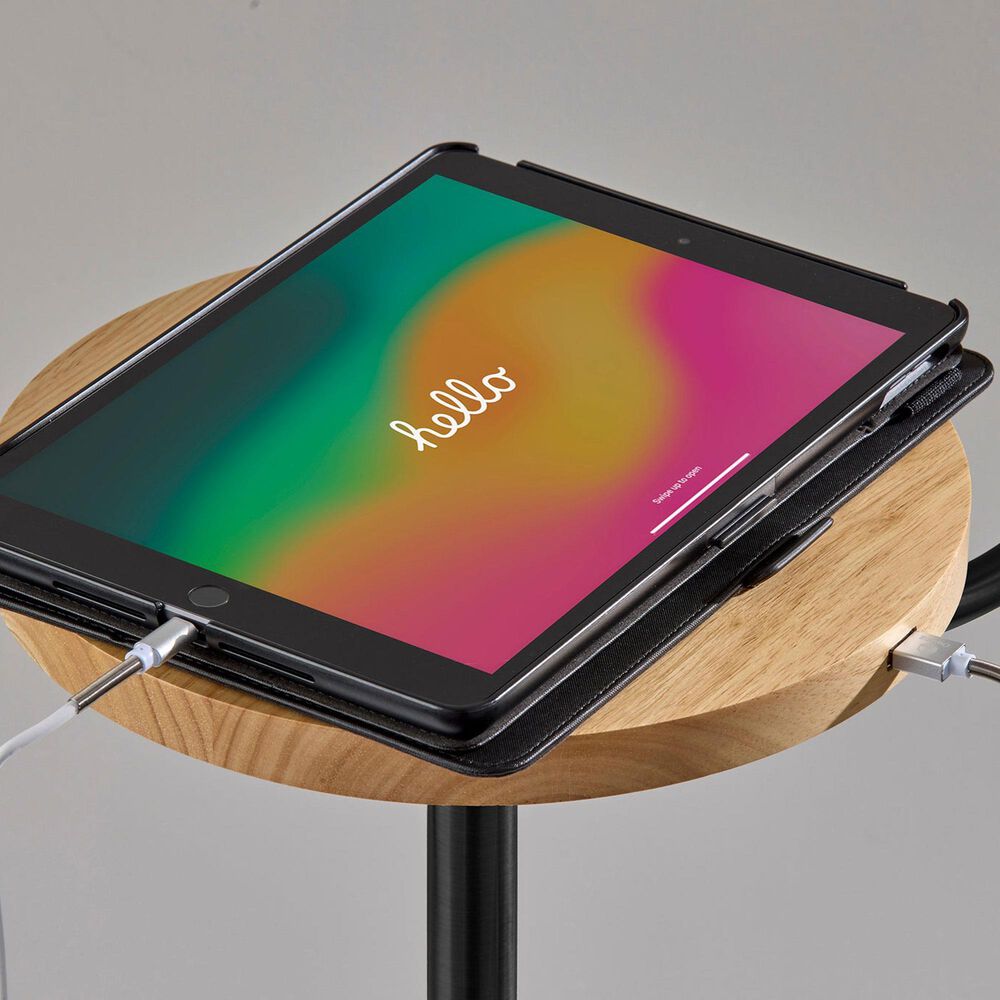 Adesso Caldwell Floor Lamp in Black and Natural, , large