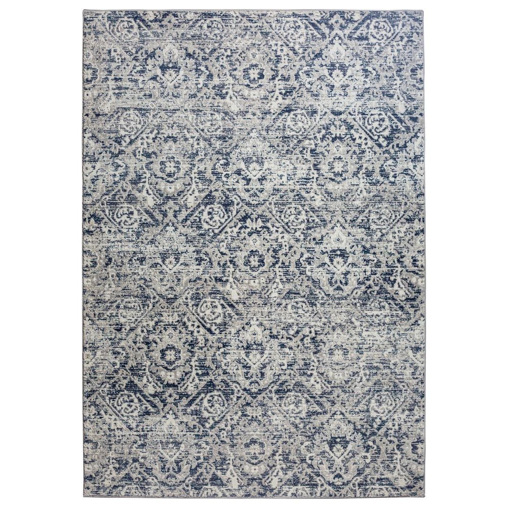 Radici USA Livigno Damask 5"3" x 7"3" Blue Area Rug, , large