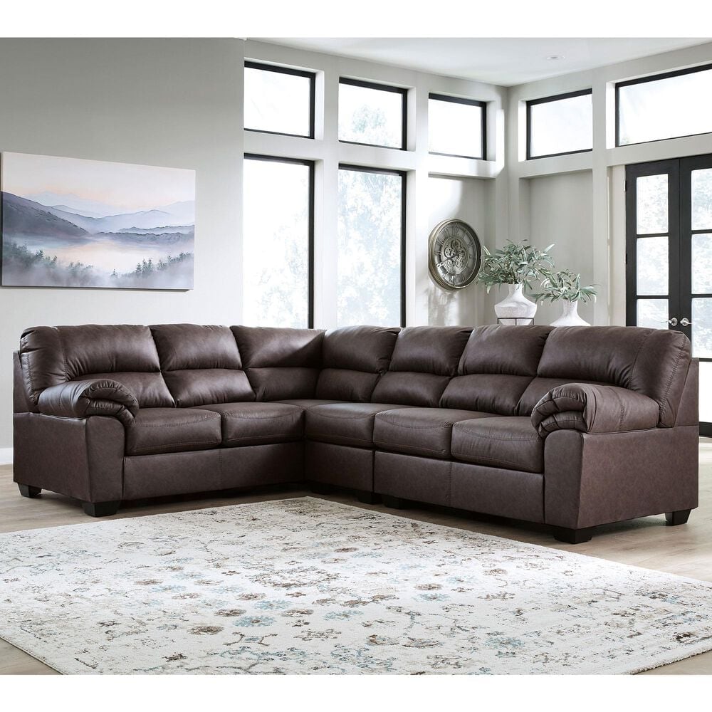 Ashley WillowBend 3-Piece Sectional with LAF Sofa in Umber, , large