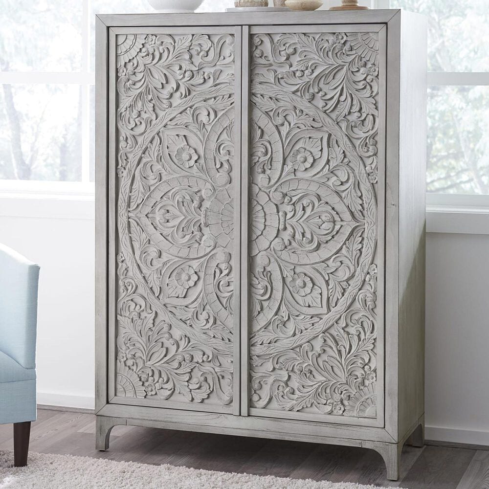 Urban Home Boho Chic Wardrobe Chest in Washed White, , large
