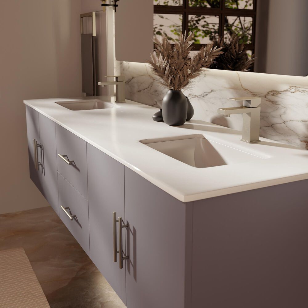 Lexora Home Geneva 72" Double Bathroom Vanity in Dark Grey with 2 cm White Quartz Top and Rectangular Sinks, , large