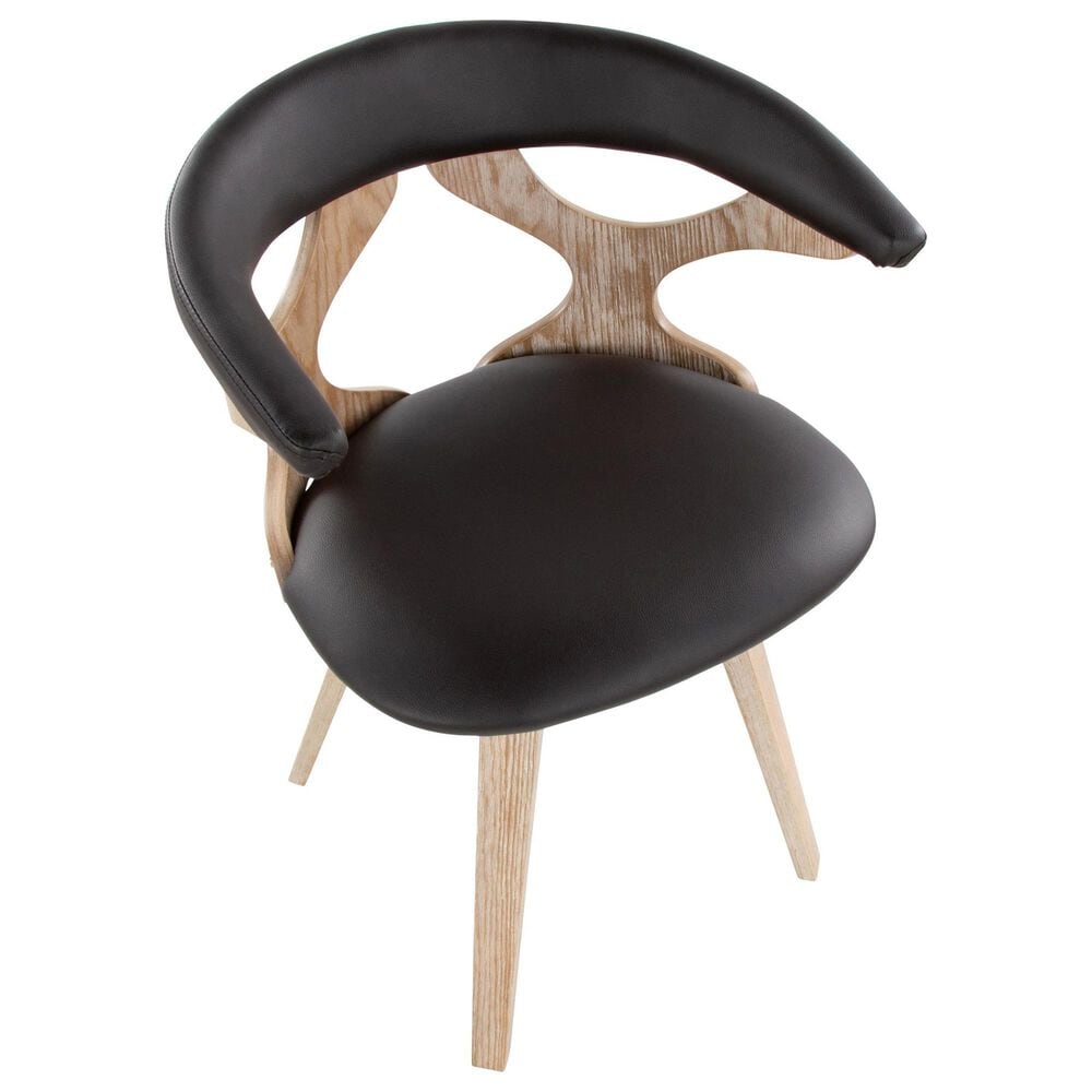 Lumisource Gardenia Swivel Arm Chair with Brown Upholstered in Whitewashed, , large