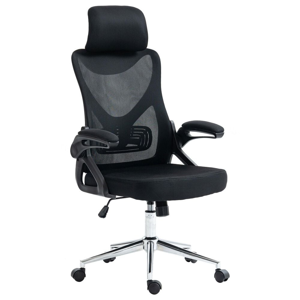 Rta Products Llc Essential Ergonomic Office Chair with Headrest and Lumbar Support in Black, , large