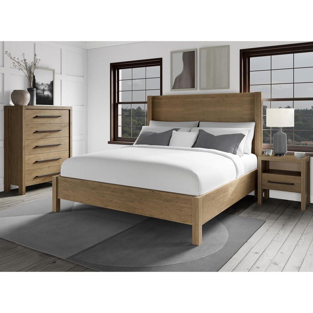 Shannon Hills Davie King Wood Panel Bed in Pale Oak, , large