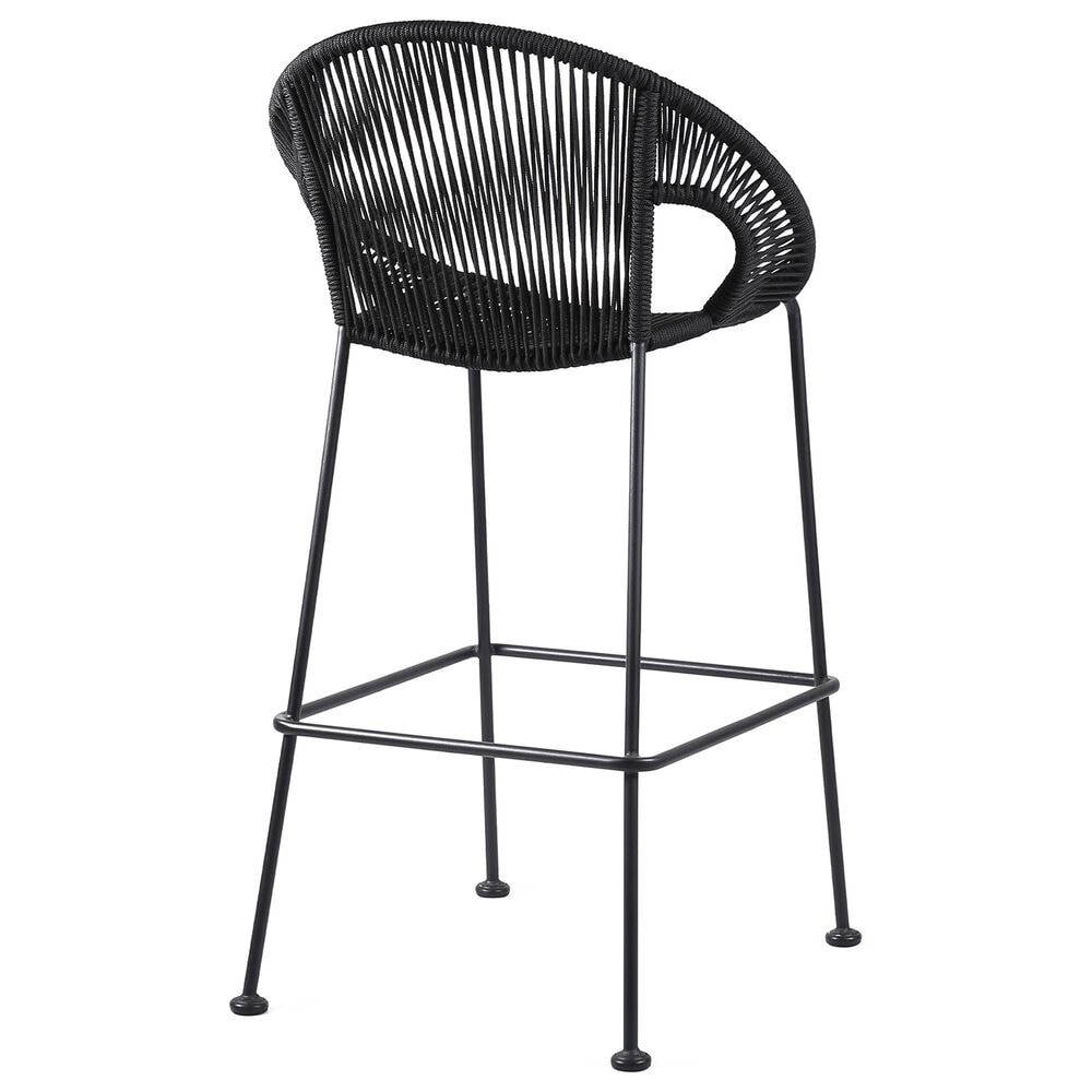 Armen Living Acapulco Patio Counter Height Bar Stool in Black, , large