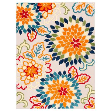 Safavieh Cabana 6"7" Square Ivory and Orange Area Performance Rug, , large