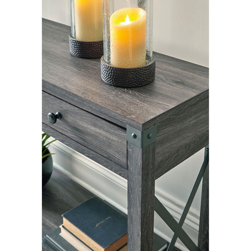 Ashley Freedan Console Sofa Table in Grayish Brown, , large