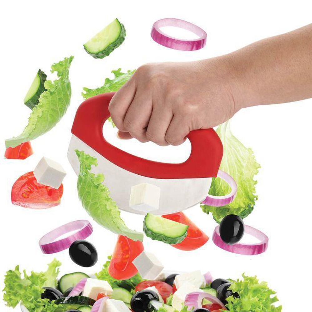 HIC Kitchen Soft-Grip Rocking Salad and Herb Chopper in Dark Red, , large