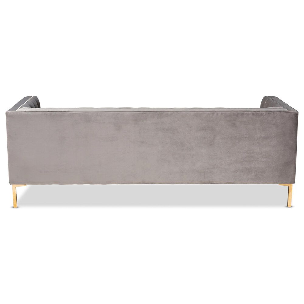 Baxton Studio Zanetta Stationary Sofa in Gray Velvet, , large