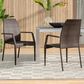 Hearth and Haven Patio Wicker Dining Chair with Sleek Frame and Tapered Leg in Brown (Set of 2), , large