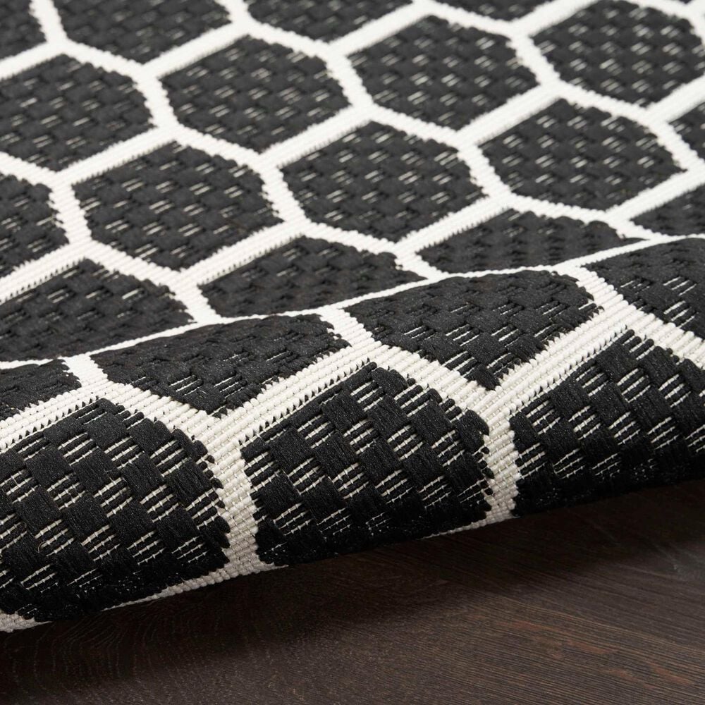 Nourison Twist Reversible 5&#39; x 7&#39; Black Indoor/Outdoor Area Rug, , large