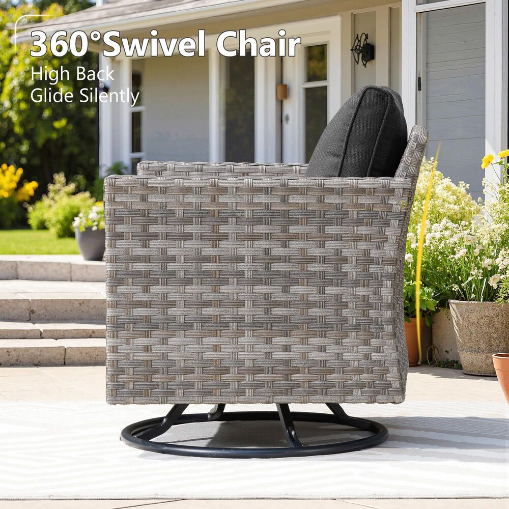 HOMLUX 9-Piece Wicker Sectional Patio Furniture Set in Black, , large