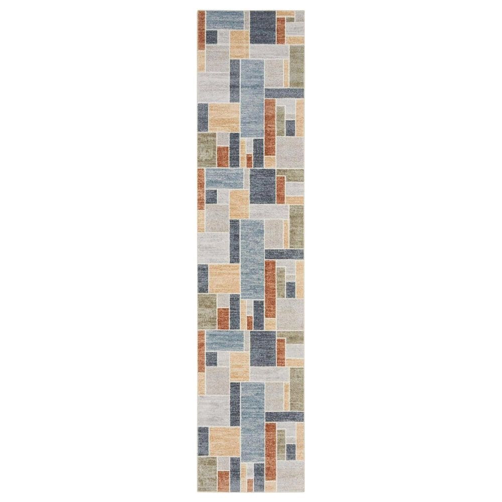 Nourison Astra Machine Washable Geometric 2"2" x 10" Multicolor Runner, , large