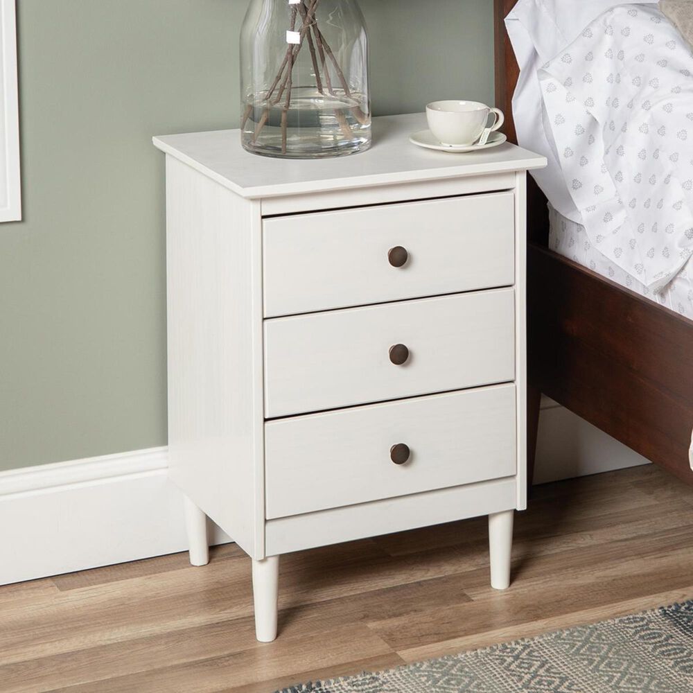 Walker Edison 3 Drawer Nightstand in White, , large