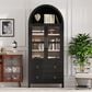 HOMLUX 71" Arched Kitchen Pantry Cabinet in Black, , large