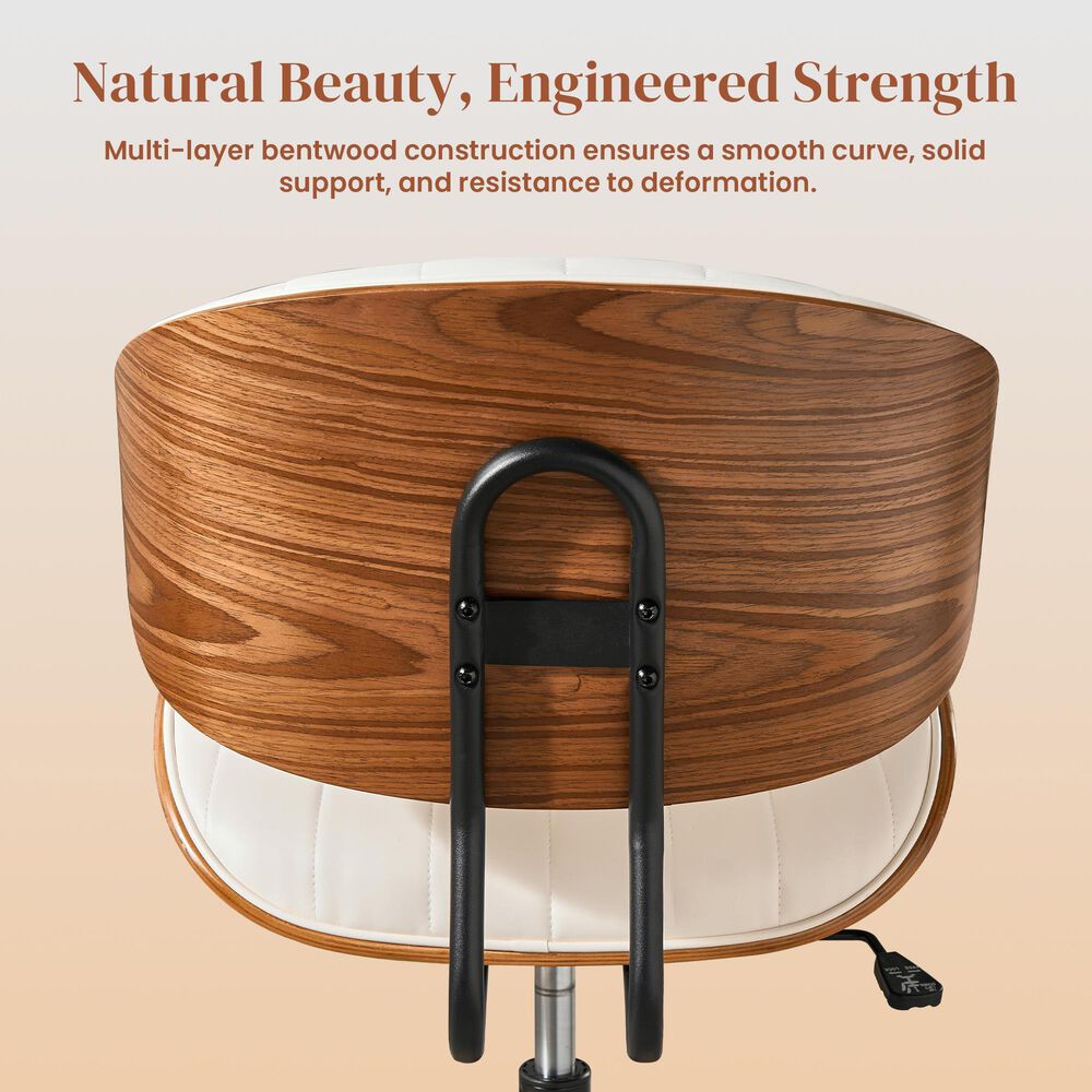 HOMLUX Ergonomic Swivel Office Chair with Vertical Channel-Tufted Cushion in White, , large