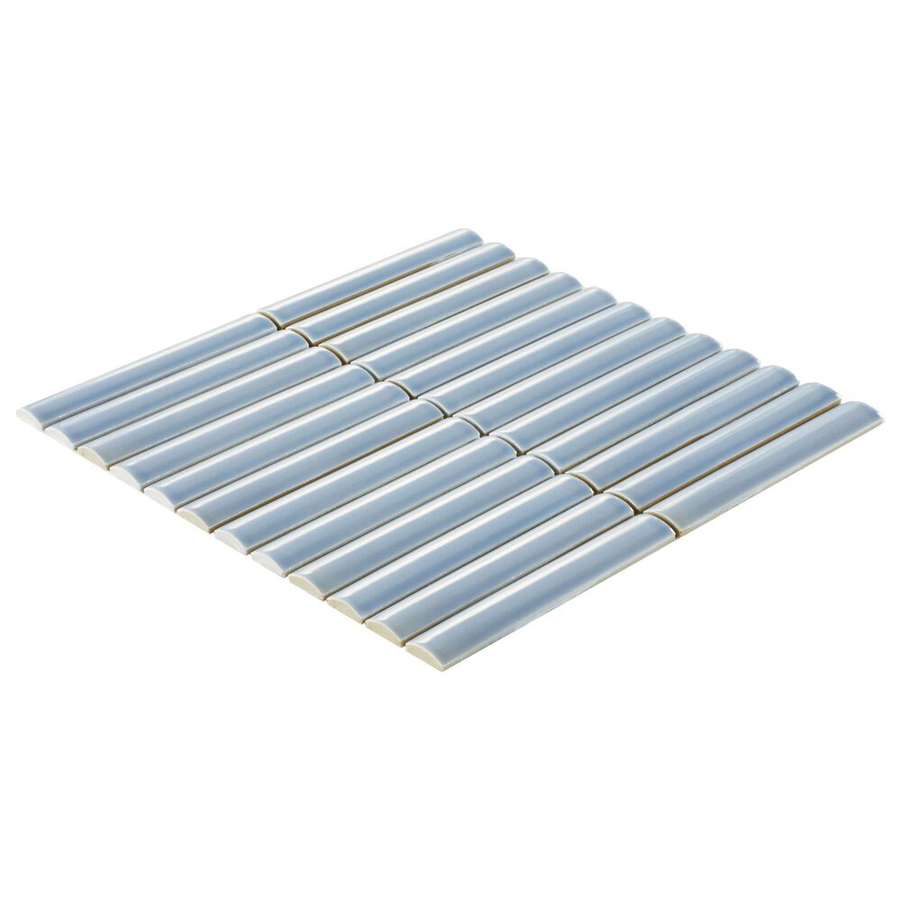 Dal-Tile Artefino Vintage Celestite 2" x 6" Fish Scale on 12" x 13" Porcelain Mosaic Sheet, , large