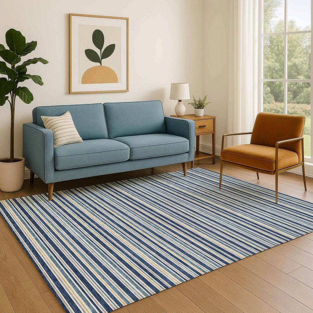 Dalyn Rug Company Soft Essentials Striped Navy 3' x 5' Indoor/Outdoor Area Rug, , large