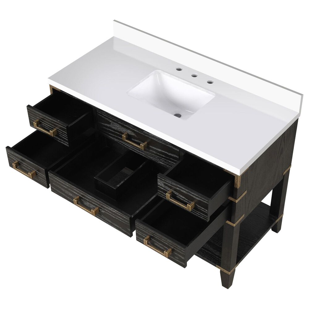 Lexora Home Norwalk 48&quot; Single Bathroom Vanity in Black Oak with White Cultured Marble Top and Rectangular Sink, , large