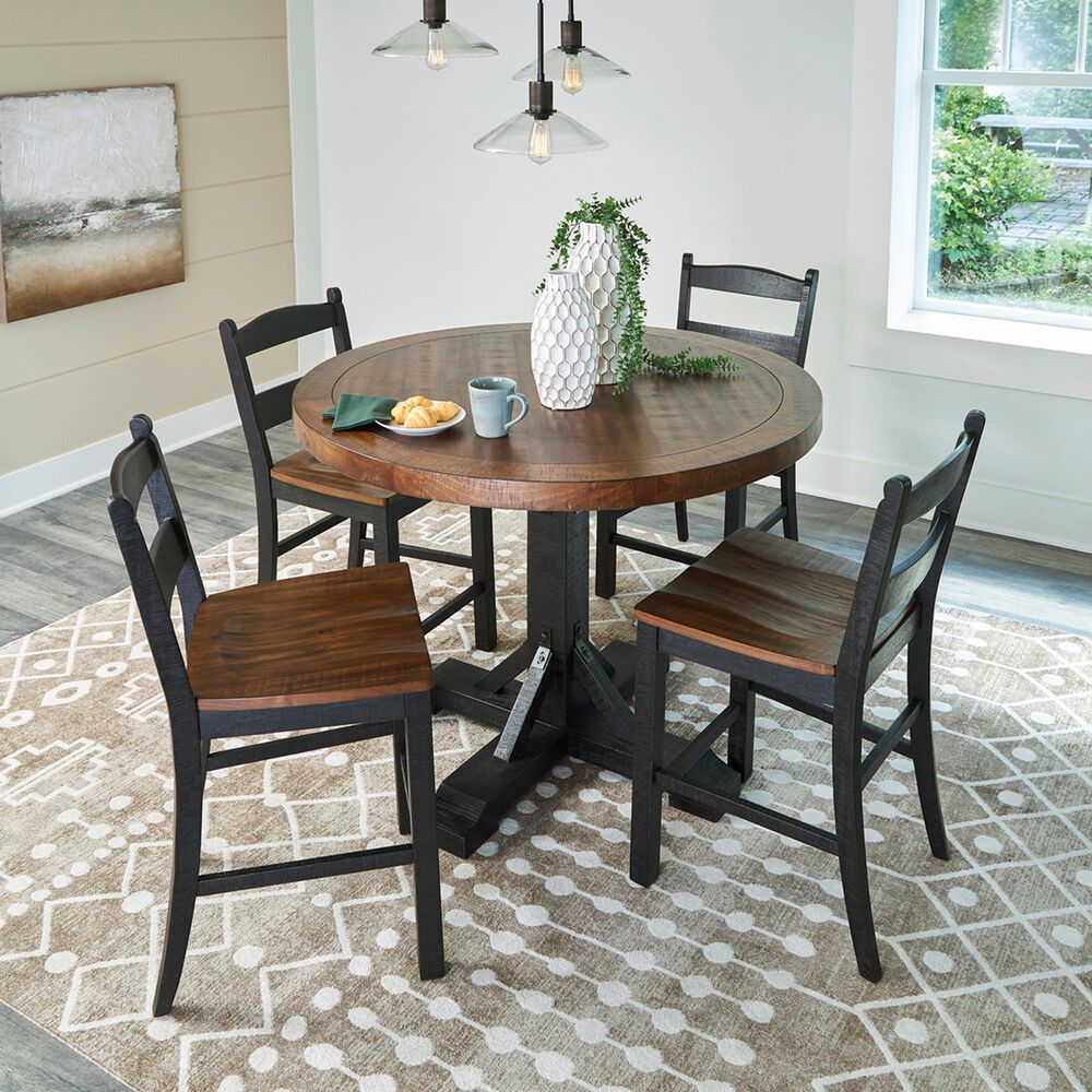 Ashley Valebeck Counter Height Dining Table in Rustic Black and Brown - Table Only, , large