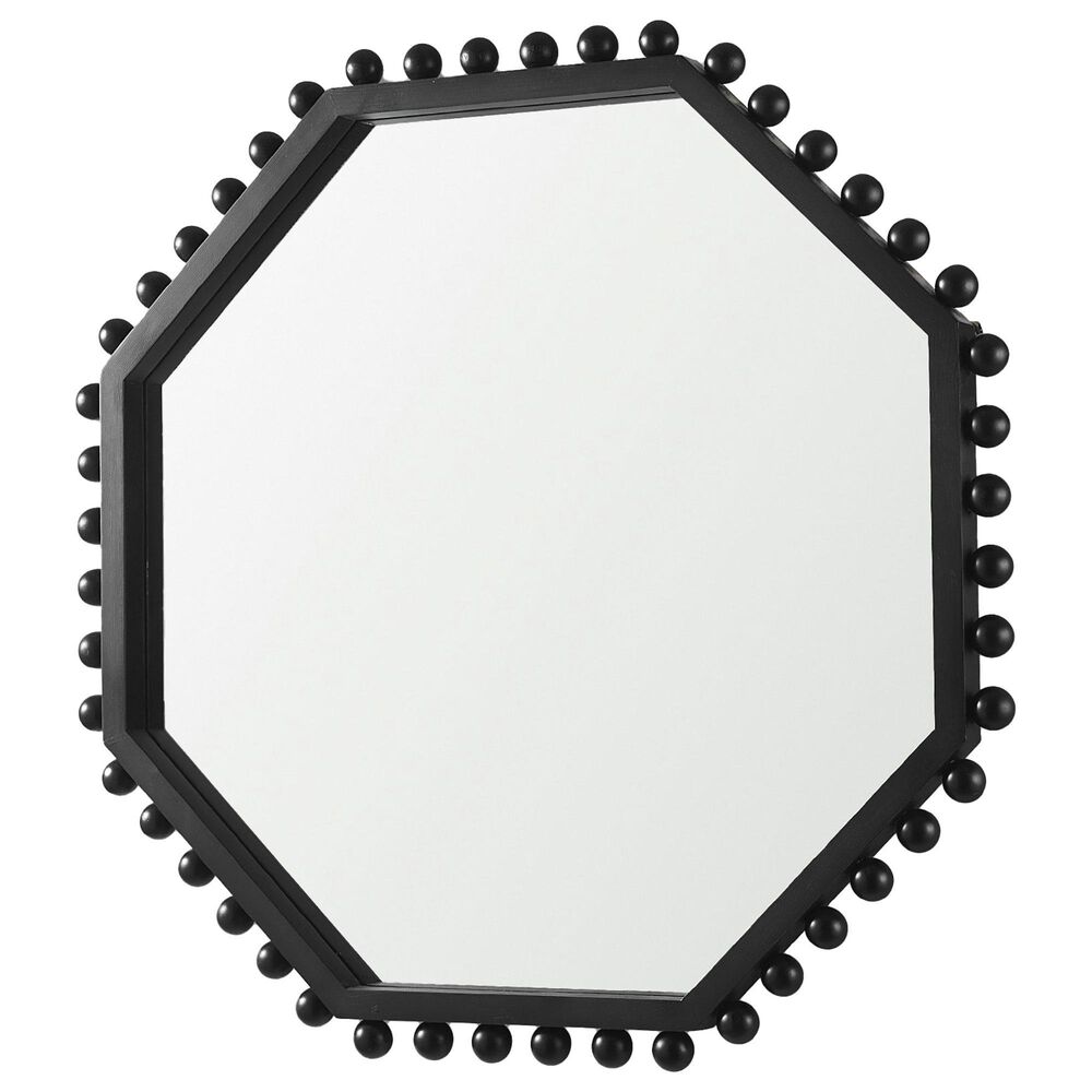 Mercana Torquay Octagon Wood Frame Mirror in Black, , large