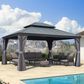 HOMLUX 15-ft x 13-ft Permanent Gazebo in Gray  with Hardtop Roof (Screen Included), , large