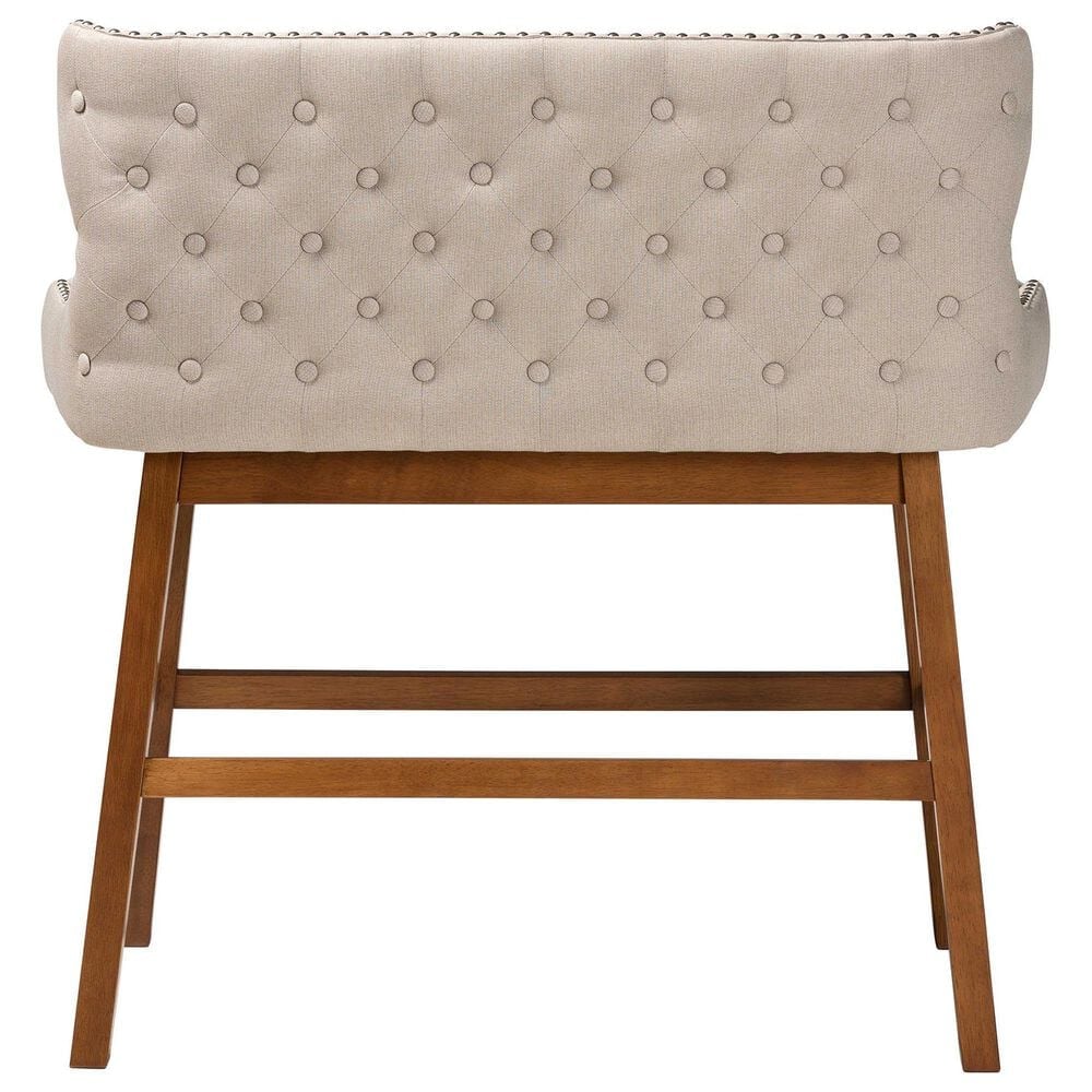 Baxton Studio Gradisca Bar Bench Banquette with Light Beige Cushion in Dark Walnut, , large