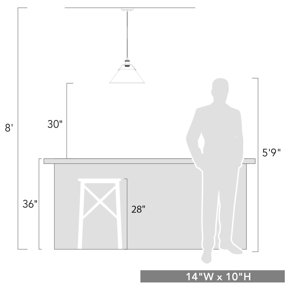 Golden Lighting Orwell 14" 1-Light Pendant in Matte Black, , large