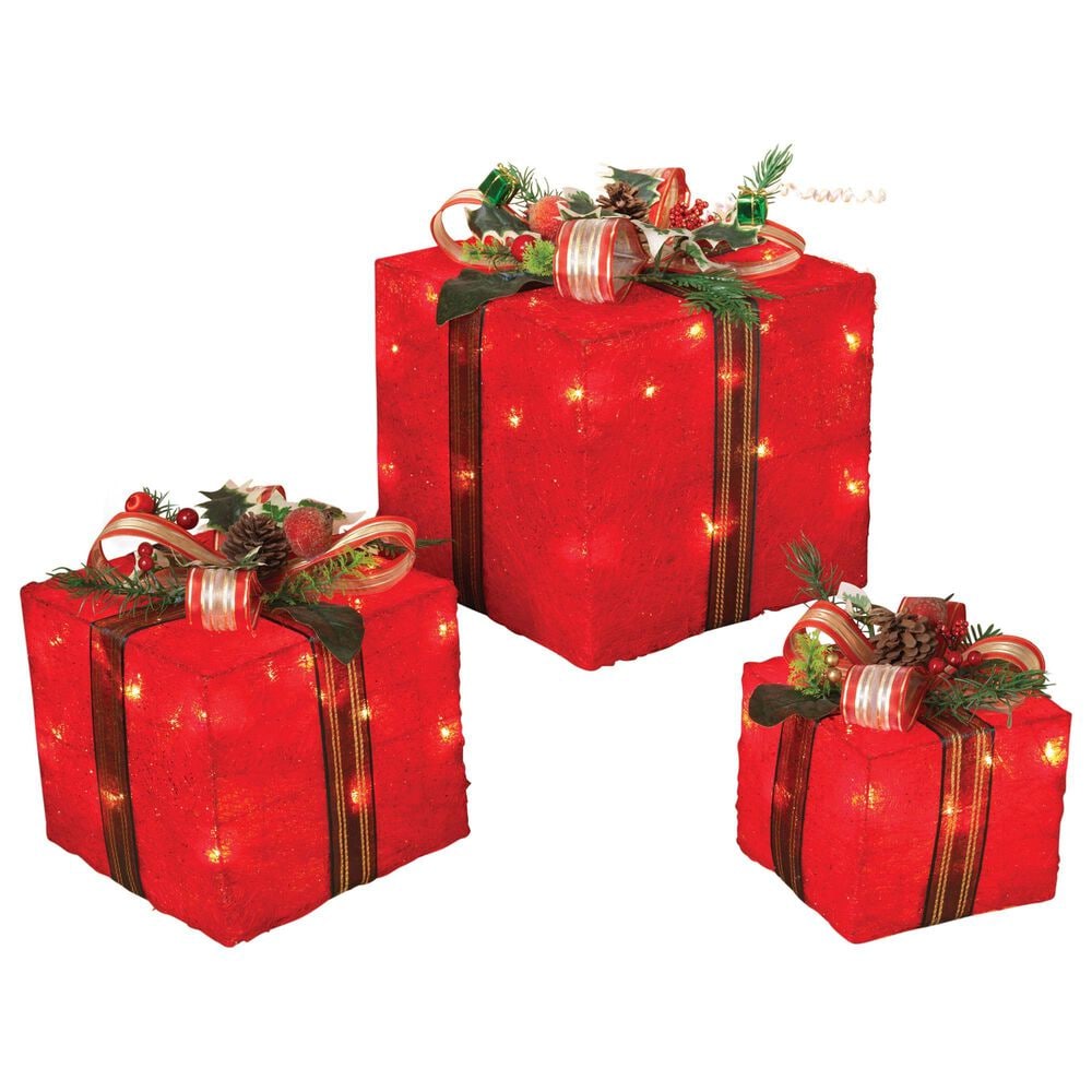 The Gerson Company 3-Piece Holiday Sisal Gift Box Set in Red, , large