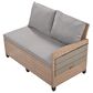 HOMLUX 5-Piece Outdoor Conversation Set with 2 Extendable Side Tables and Brown Rattan in Light Gray, , large