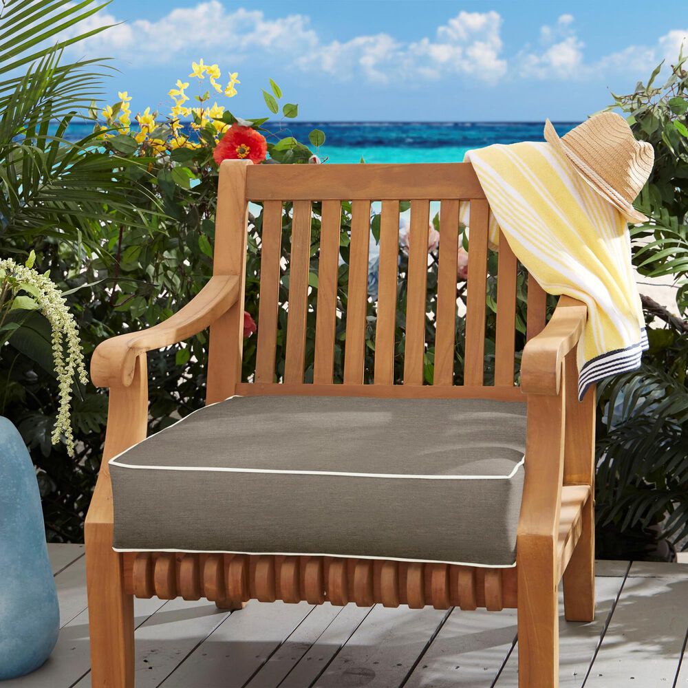 Sorra Home Sunbrella 25" Deep Seating Cushion in Canvas Taupe with White Accents, , large