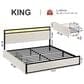 HOMLUX King 2-Drawer  Storage Bed with LED Headboard and USB Ports in Beige, , large