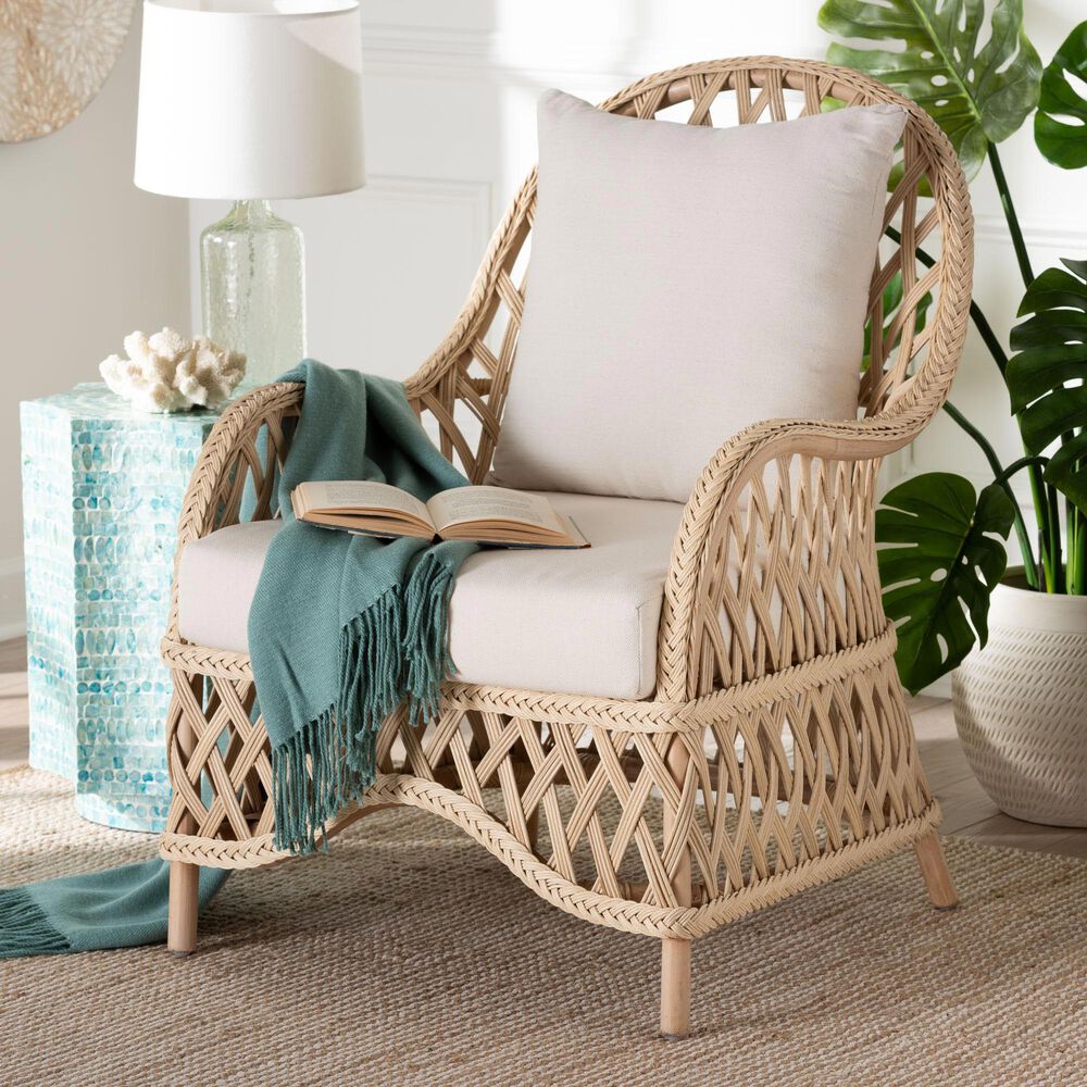 Baxton Studio Florence Arm Chair in Neutral, , large