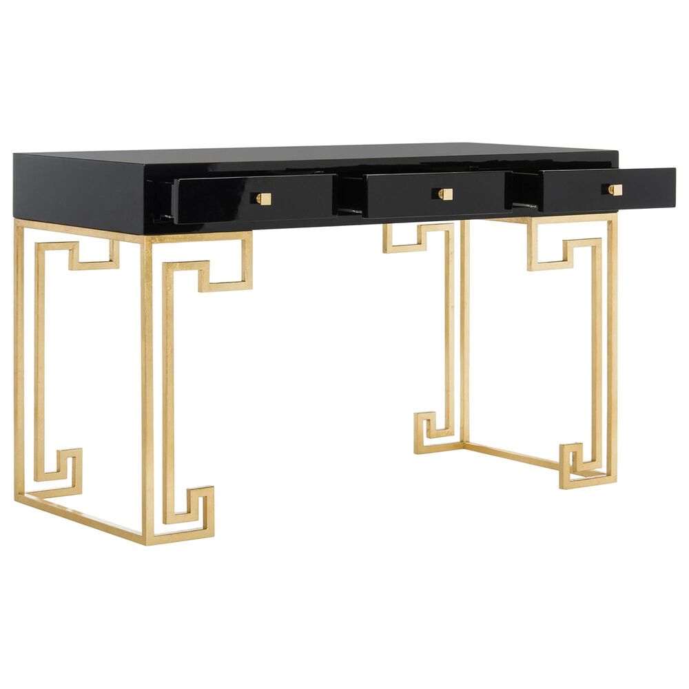 Safavieh Valeria Lacquer Writing Desk in Black and Gold Leaf, , large
