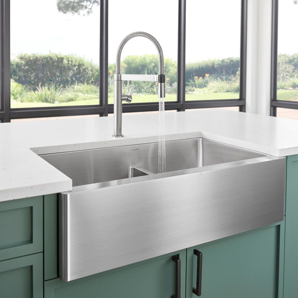 Blanco Quatrus 33&quot; R15 Apron 1-3/4 with Low Divide Sink in Refined Brushed, , large