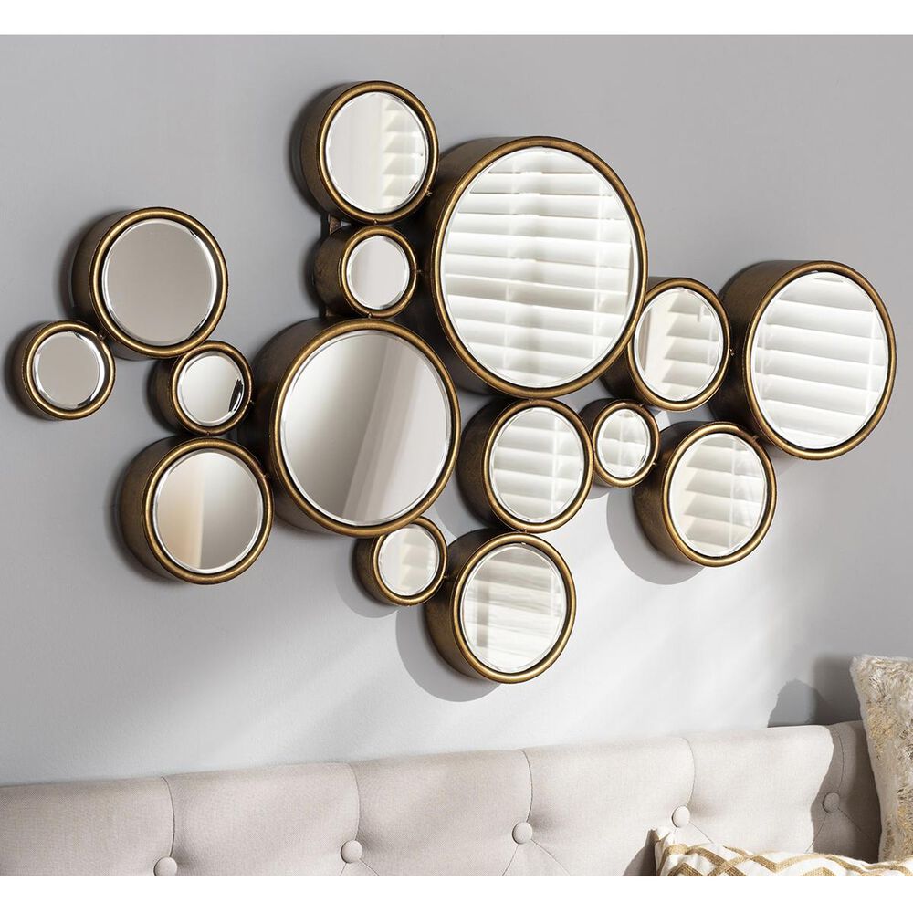 Baxton Studio Cassiopeia Accent Wall Mirror in Antique Gold, , large