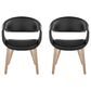 LumiSource Curvo Contemporary Upholstered Chair in Whitewashed Wood and Black Faux Leather by LumiSource - Set of 2, , large