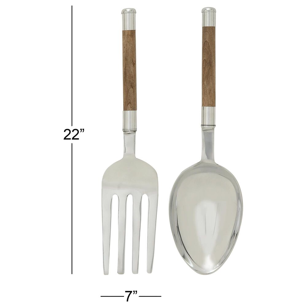 Maple and Jade 22&quot; x 7&quot; Kitchen Utensils Wall Decor in Brown and Silver &#40;Set of 2&#41;, , large