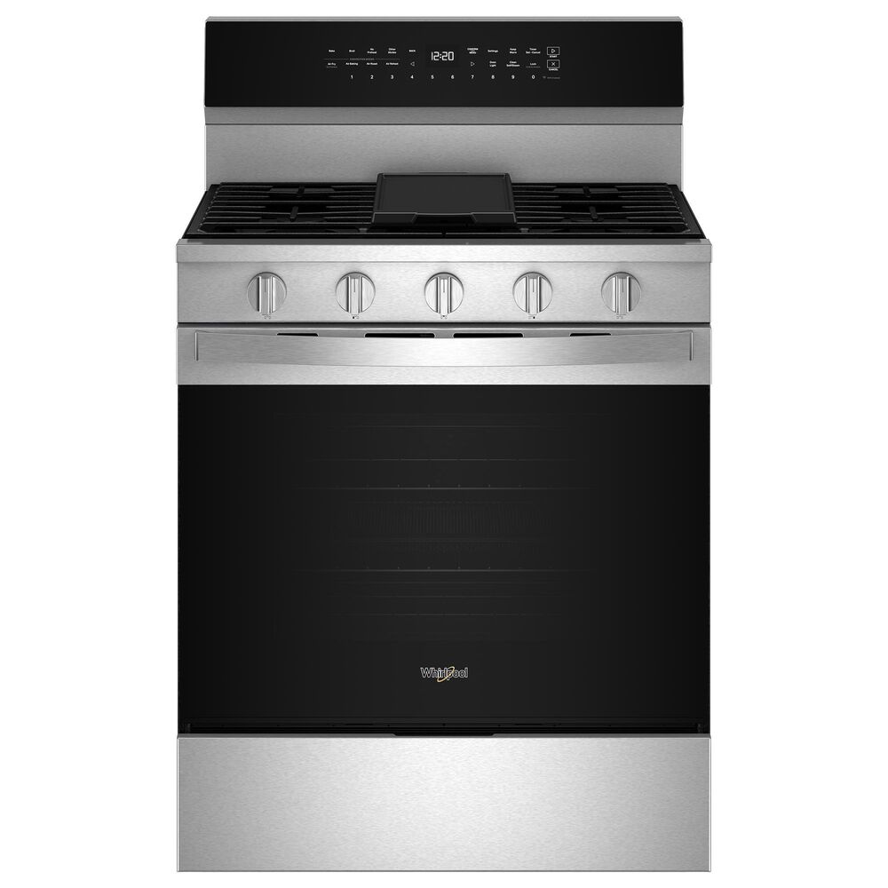 Whirlpool 2-Piece Kitchen Package with 30&quot; Smart Gas Range and Air Fry Over-The-Range Oven in Fingerprint Resistant Stainless Steel, , large