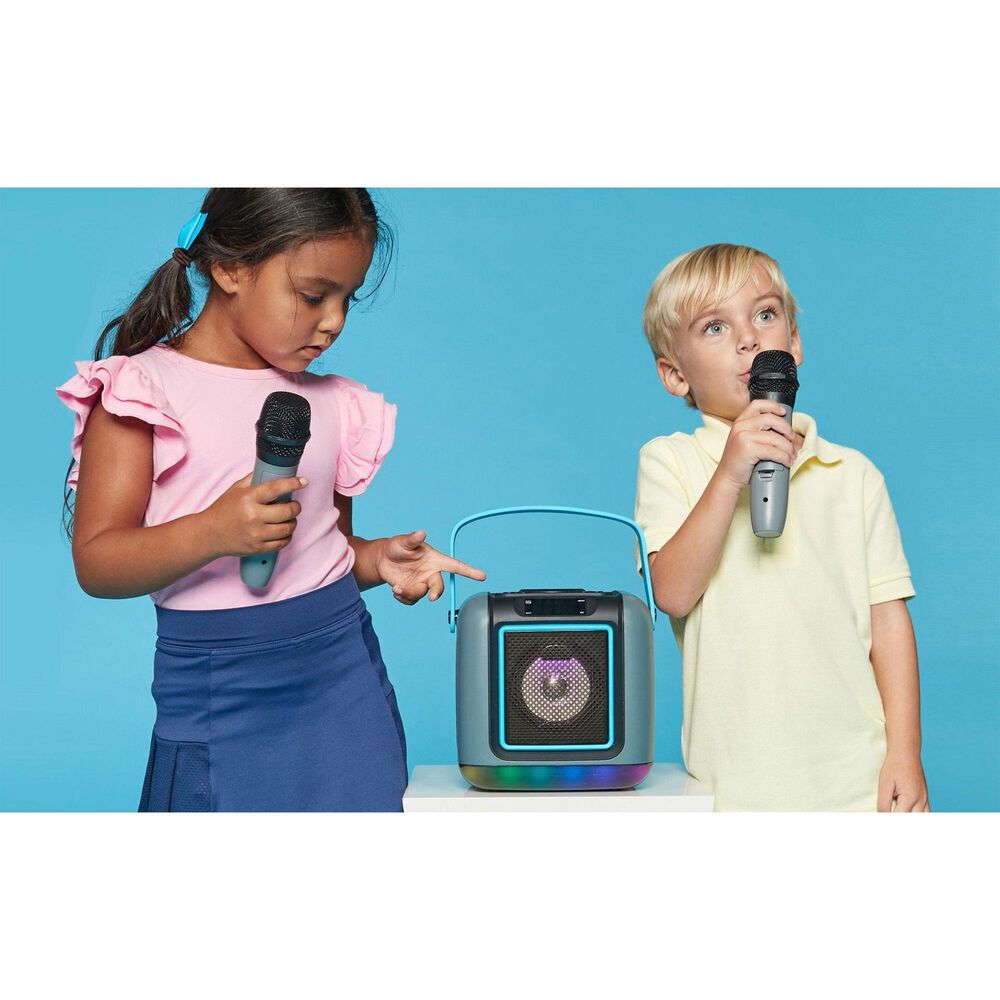 Singing Machine Mini Cube Karaoke System with Wireless Microphone in Grey, , large