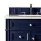 James Martin Vanities Brittany 30" Single Bathroom Vanity in Victory Blue with 3 cm Eternal Jasmine Pearl Quartz Top and Rectangle Sink, , large