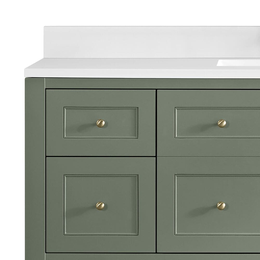 James Martin Vanities Breckenridge 60&quot; Single Bathroom Vanity in Smokey Celadon with Single Hole 3 cm White Zeus Quartz Top and Rectangular Sink, , large